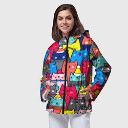 Ветровка с капюшоном женская Отряд котиков, цвет: 3D-черный — фото 2