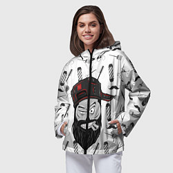 Ветровка с капюшоном женская Барбер Борода, цвет: 3D-черный — фото 2