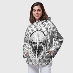 Ветровка с капюшоном женская Череп в наушниках, цвет: 3D-белый — фото 2