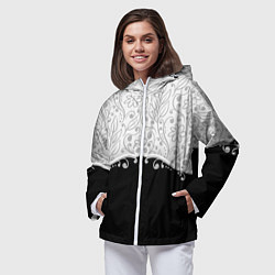 Ветровка с капюшоном женская Флористика, цвет: 3D-белый — фото 2