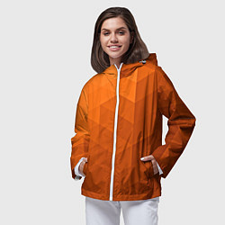 Ветровка с капюшоном женская Orange abstraction, цвет: 3D-белый — фото 2