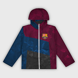 Ветровка с капюшоном женская FC Barcelona: Dark polygons, цвет: 3D-белый