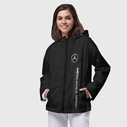 Ветровка с капюшоном женская Mercedes AMG: Sport Line, цвет: 3D-черный — фото 2