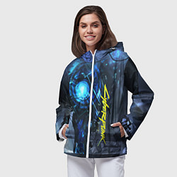 Ветровка с капюшоном женская Cyberpunk 2077, цвет: 3D-белый — фото 2