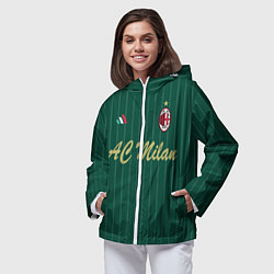 Ветровка с капюшоном женская AC Milan: Green Form, цвет: 3D-белый — фото 2