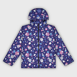 Ветровка с капюшоном женская Снежинки и конфетти, цвет: 3D-черный