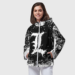 Ветровка с капюшоном женская L letter кляксы, цвет: 3D-белый — фото 2