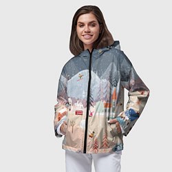 Ветровка с капюшоном женская Новогодние каникулы, цвет: 3D-черный — фото 2