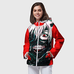 Ветровка с капюшоном женская Токийский Гуль, цвет: 3D-белый — фото 2