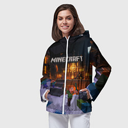 Ветровка с капюшоном женская MINECRAFT, цвет: 3D-белый — фото 2