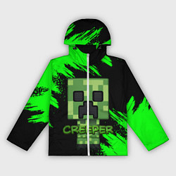 Ветровка с капюшоном женская MINECRAFT CREEPER, цвет: 3D-белый