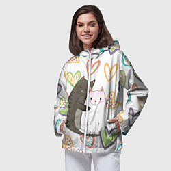 Ветровка с капюшоном женская Сладкая парочка, цвет: 3D-белый — фото 2