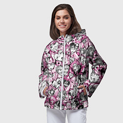 Ветровка с капюшоном женская Ahegao валентинки, цвет: 3D-белый — фото 2