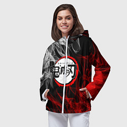 Ветровка с капюшоном женская KIMETSU NO YAIBA, цвет: 3D-белый — фото 2