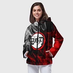 Ветровка с капюшоном женская KIMETSU NO YAIBA, цвет: 3D-черный — фото 2