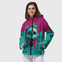 Ветровка с капюшоном женская Неоновый череп, цвет: 3D-черный — фото 2