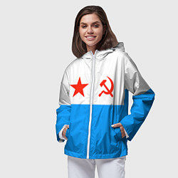 Ветровка с капюшоном женская ВМФ СССР, цвет: 3D-белый — фото 2