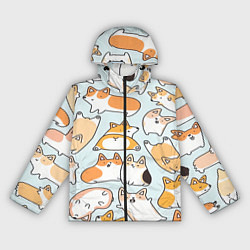 Ветровка с капюшоном женская Корги, цвет: 3D-черный