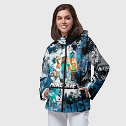 Ветровка с капюшоном женская Minecraft Майнкрафт, цвет: 3D-черный — фото 2