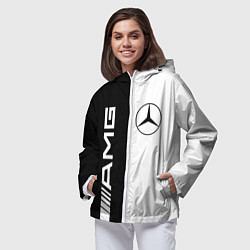 Ветровка с капюшоном женская MERCEDES AMG, цвет: 3D-белый — фото 2