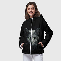 Ветровка с капюшоном женская Кот, цвет: 3D-белый — фото 2