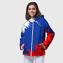 Ветровка с капюшоном женская РОССИЯ ТРИКОЛОР, цвет: 3D-белый — фото 2