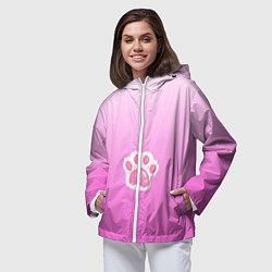 Ветровка с капюшоном женская Розовая лапка с подушечками, цвет: 3D-белый — фото 2