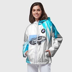 Ветровка с капюшоном женская BMW, цвет: 3D-белый — фото 2