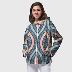 Ветровка с капюшоном женская Восточный орнамент, цвет: 3D-белый — фото 2
