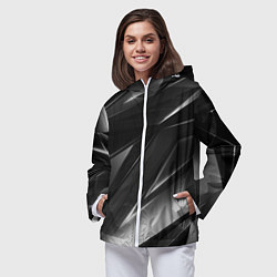 Ветровка с капюшоном женская GEOMETRY STRIPES BLACK & WHITE, цвет: 3D-белый — фото 2