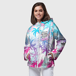 Ветровка с капюшоном женская GTA VICE CITY, цвет: 3D-белый — фото 2