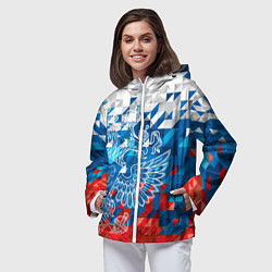 Ветровка с капюшоном женская Россия, цвет: 3D-белый — фото 2
