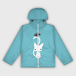 Женская ветровка Белый котик и воробушек