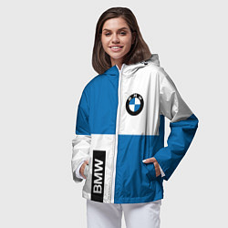 Ветровка с капюшоном женская BMW, цвет: 3D-белый — фото 2