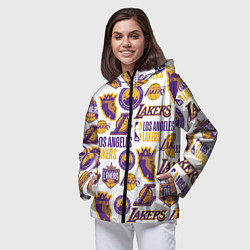 Ветровка с капюшоном женская LAKERS LOGO, цвет: 3D-черный — фото 2
