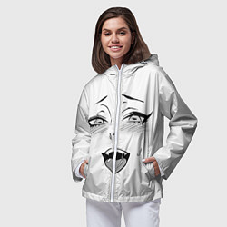 Ветровка с капюшоном женская Ахегао, цвет: 3D-белый — фото 2