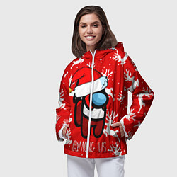 Ветровка с капюшоном женская Новый Год Среди Нас!, цвет: 3D-белый — фото 2