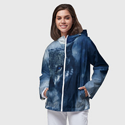 Ветровка с капюшоном женская Красивый волк, цвет: 3D-белый — фото 2