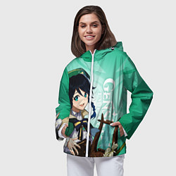 Ветровка с капюшоном женская GENSHIN IMPACT, ВЕНТИ, цвет: 3D-белый — фото 2