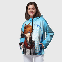 Ветровка с капюшоном женская GENSHIN IMPACT, ТАРТАЛЬЯ, цвет: 3D-черный — фото 2