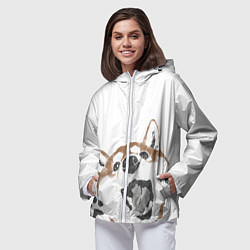 Ветровка с капюшоном женская Shiba Inu, цвет: 3D-белый — фото 2