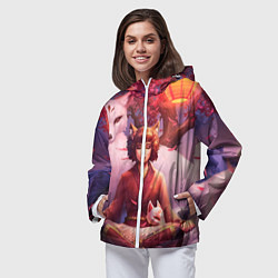 Ветровка с капюшоном женская Девушка-лиса, цвет: 3D-белый — фото 2