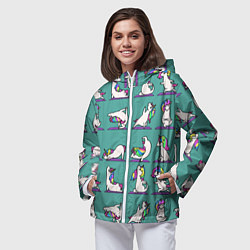 Ветровка с капюшоном женская Единороги Зарядка, цвет: 3D-белый — фото 2