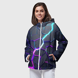 Ветровка с капюшоном женская НЕОНОВЫЙ РАЗЛОМ 3Д РАЗЛОМ, цвет: 3D-белый — фото 2