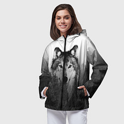 Ветровка с капюшоном женская Волк, цвет: 3D-черный — фото 2