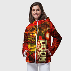Ветровка с капюшоном женская DOOM Eternal, цвет: 3D-белый — фото 2