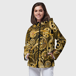 Ветровка с капюшоном женская Стимпанк механизмы шестеренки, цвет: 3D-черный — фото 2