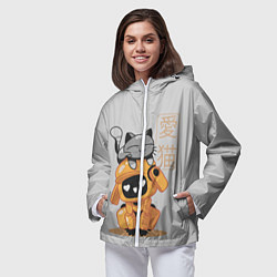 Ветровка с капюшоном женская Cat and Robot ЛСР, цвет: 3D-белый — фото 2