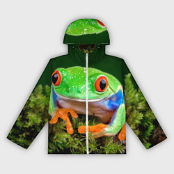 Ветровка с капюшоном женская Тропическая лягушка, цвет: 3D-белый