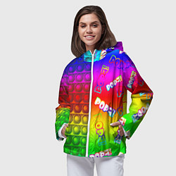 Ветровка с капюшоном женская POP it!, цвет: 3D-белый — фото 2